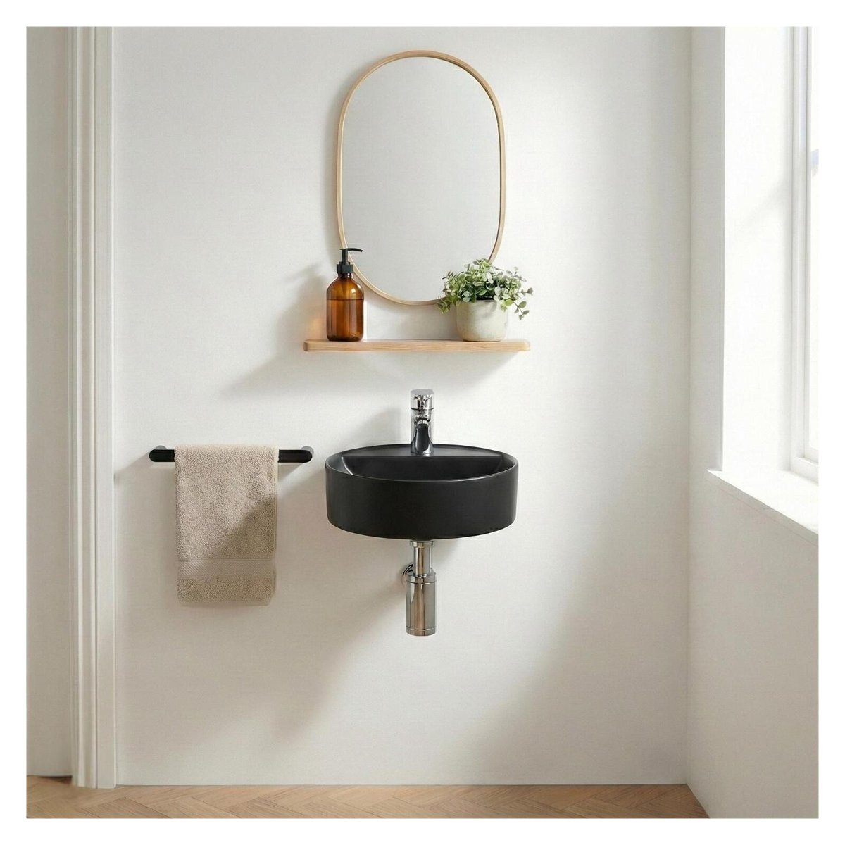 Vasque lave-mains suspendue ronde ROLLO noir, MOB IN