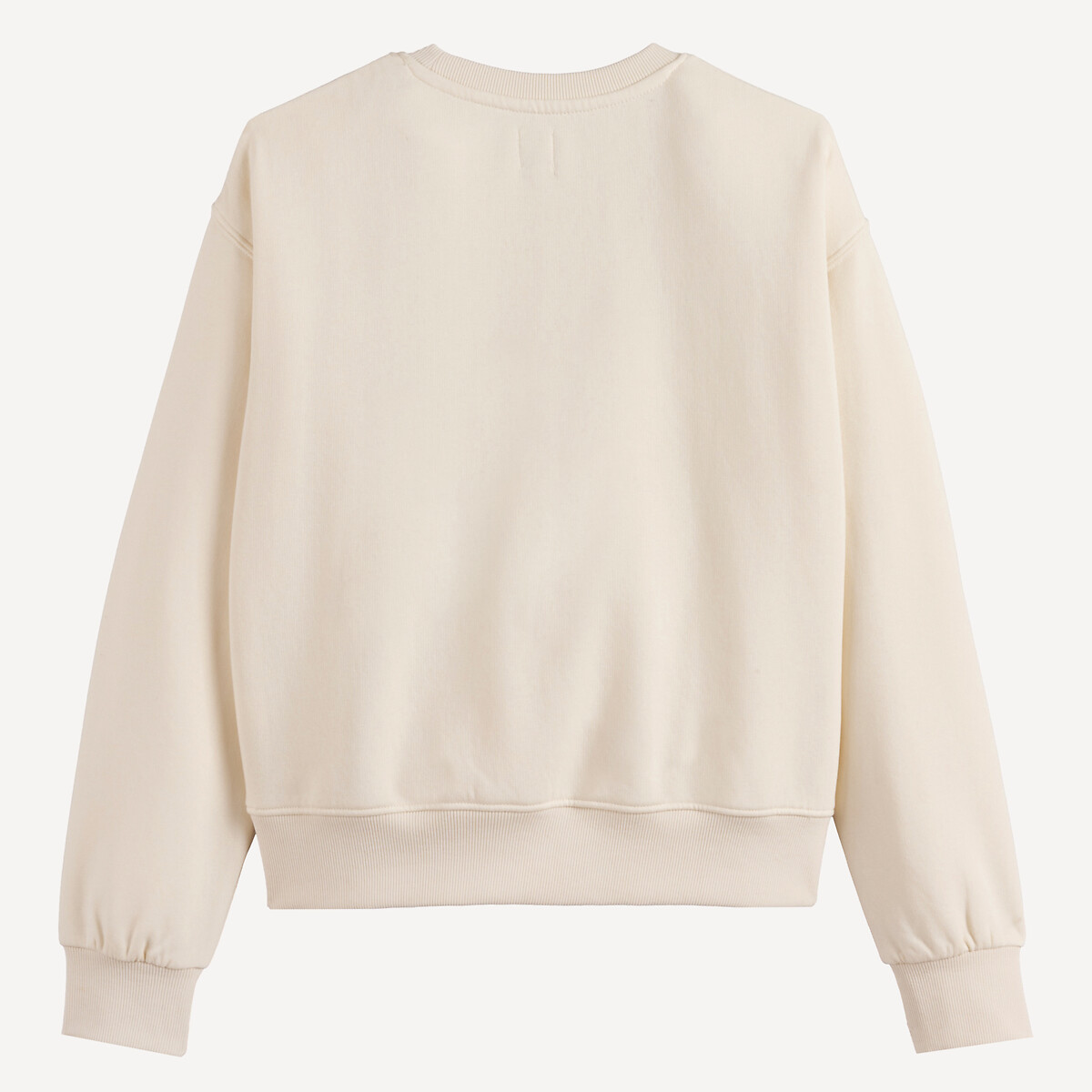 Sweat col rond, imprimé floral, en molleton ecru, LA REDOUTE COLLECTIONS