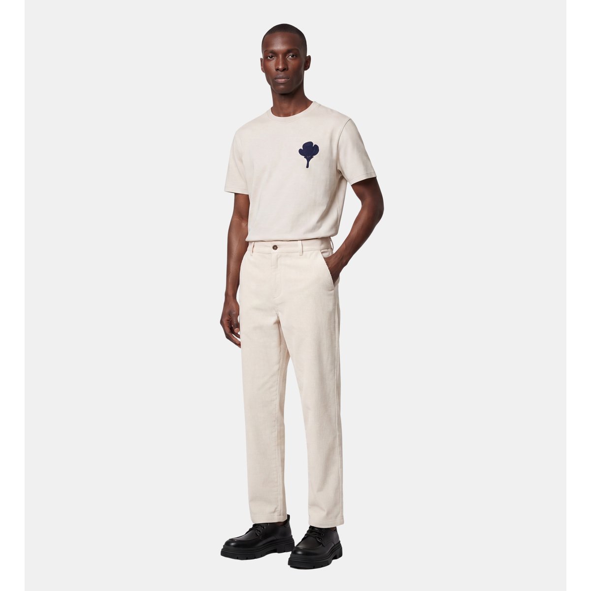Pantalon droit lordpan velours milleraies recyclé écru gris, GALERIES LAFAYETTE