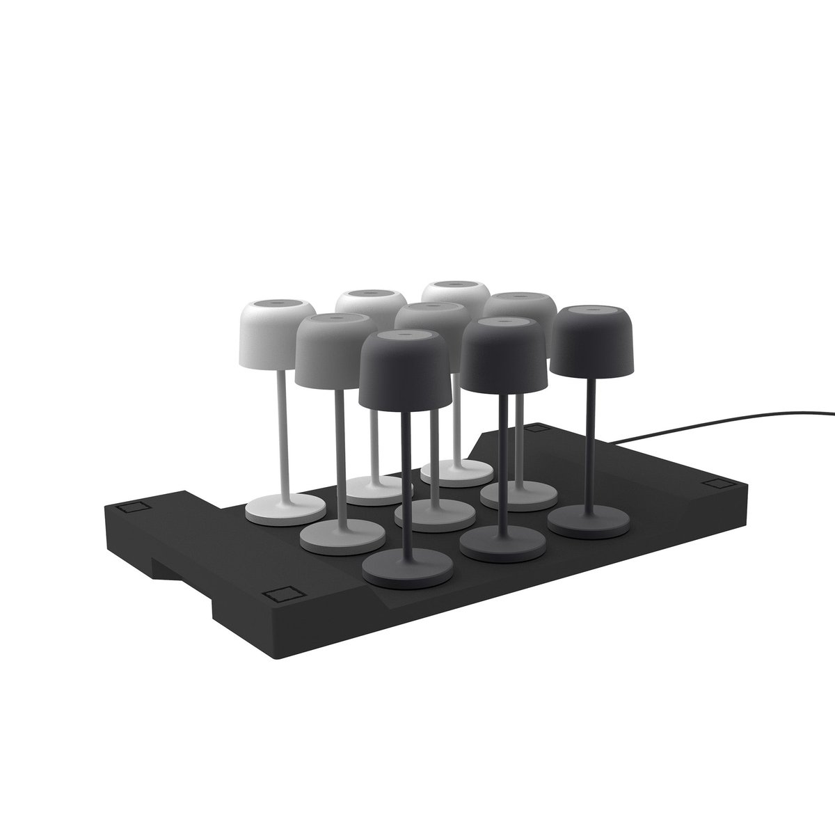 Socle de chargement 9 lampes PLATE noir, LUMISKY
