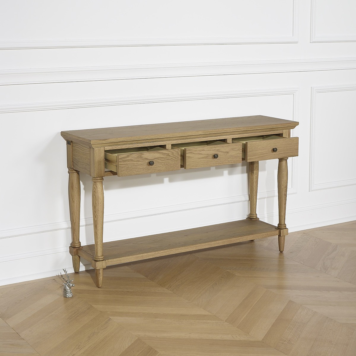 Console 3 tiroirs en chêne EDINBURGH marron, ROBIN DES BOIS