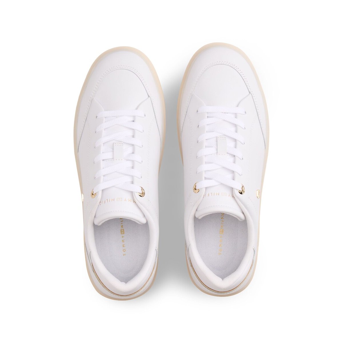 Chic Elevated Leather Trainers white, TOMMY JEANS