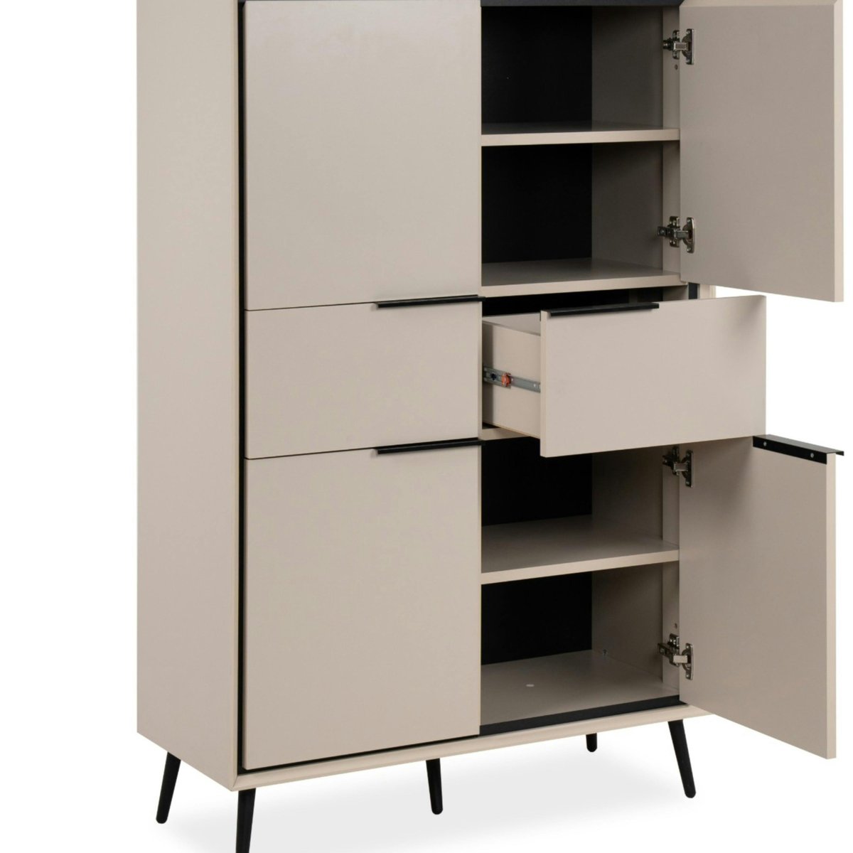 Buffet haut taupe 4 portes 2 tiroirs AVIO beige, PIER IMPORT