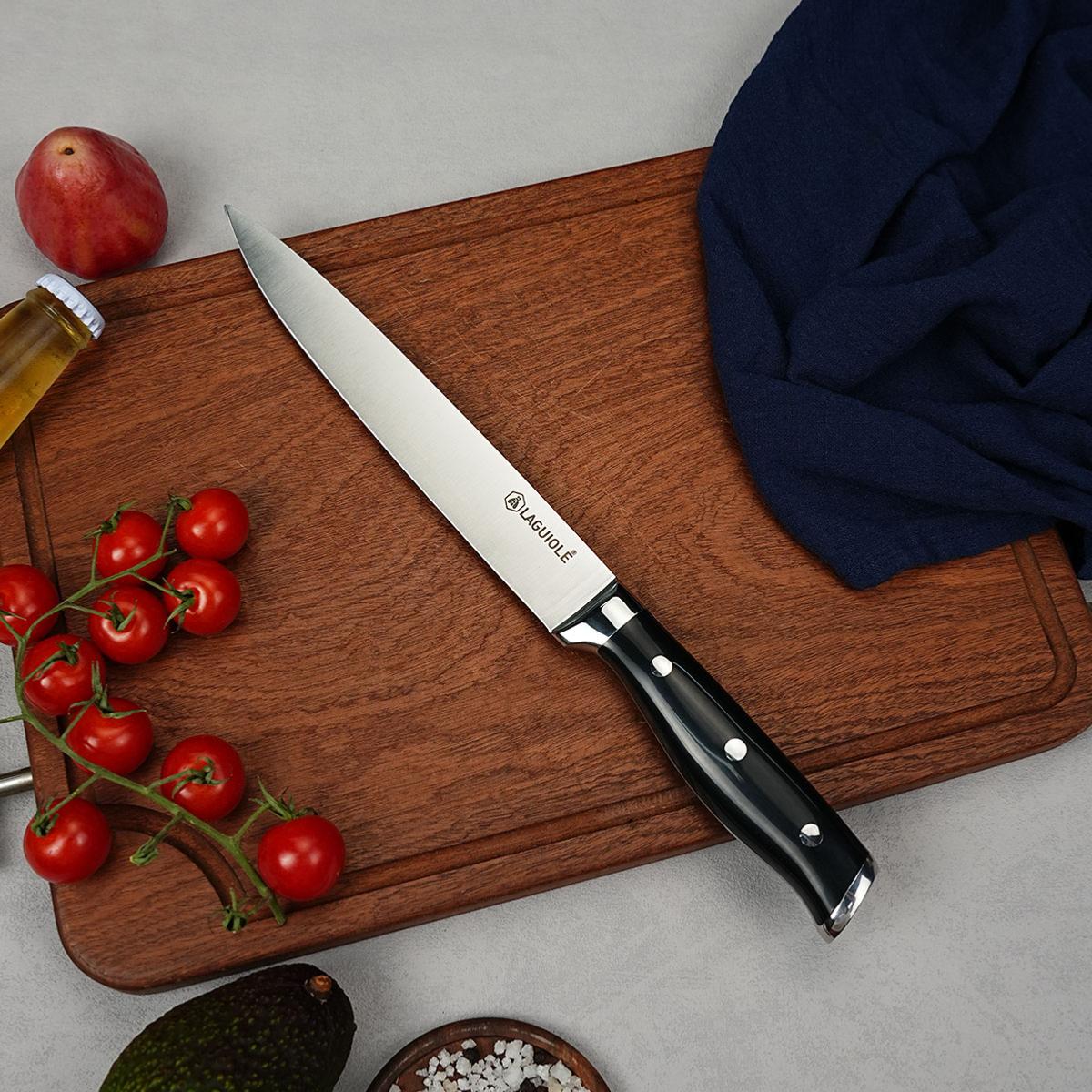 Couteau à trancher noir 33cm - "Essentials" couleur unique, LAGUIOLE CUISSON