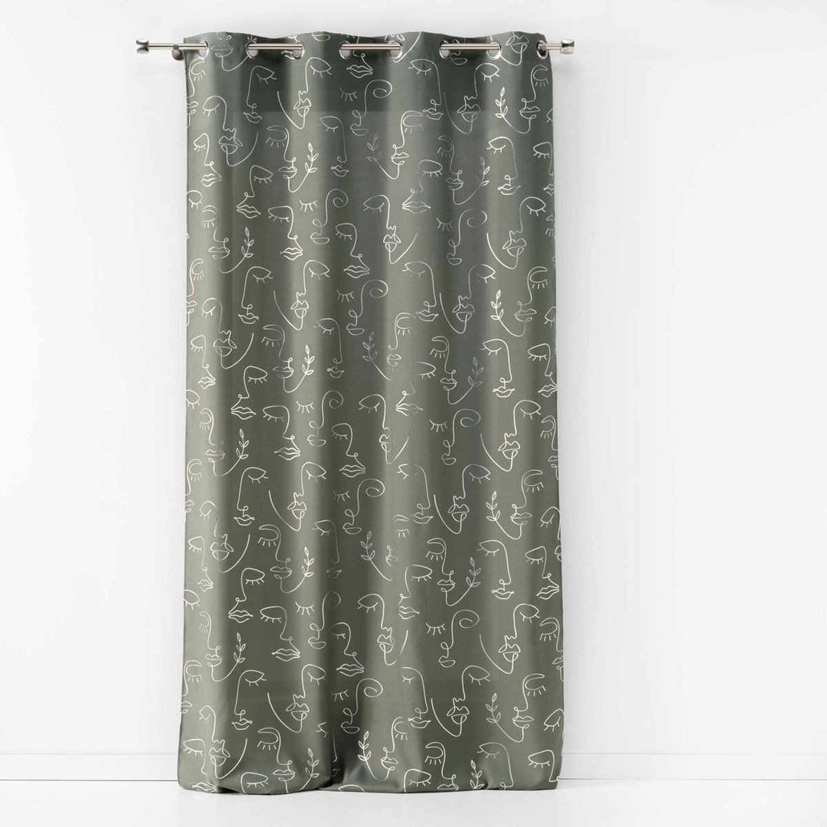 Rideau à impressions métallisées vert olive, DOUCEUR D'INTÉRIEUR
