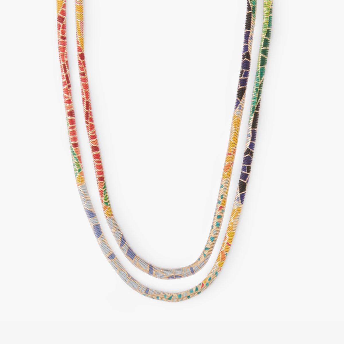 Collier 2 rangs Balagane imprimé mosaïque multicolore, BALABOOSTE