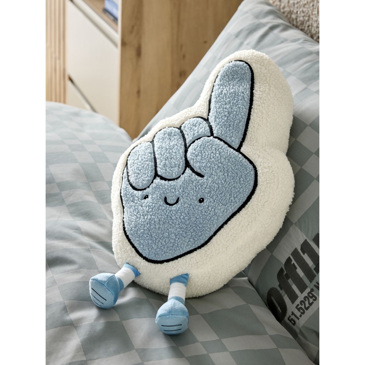 Coussin main en mousse bleue/blanche, NEXT
