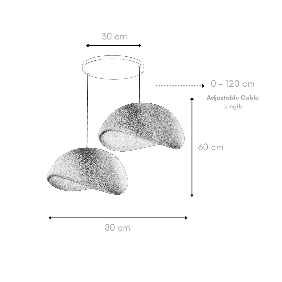 Suspension 2 lampes organiques D50cm NOXIS blanc, PIER IMPORT
