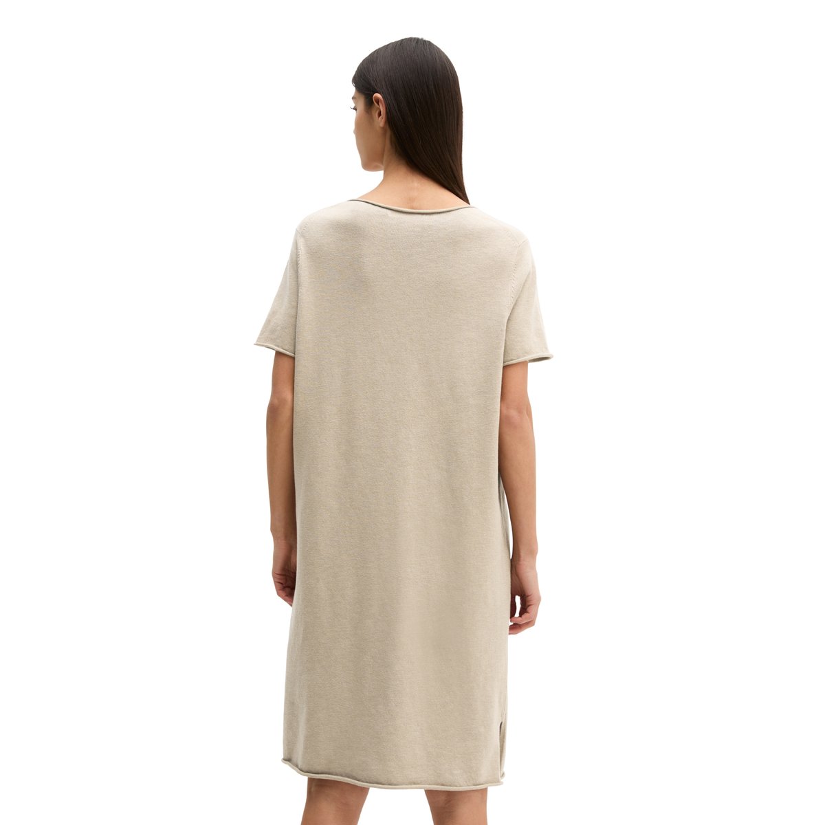 Robe en maille fine loose en mélange coton organique-lin marron, MARC O'POLO