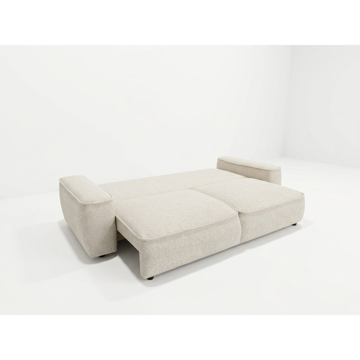 Canapé droit convertible 3 places en tissu chenille, HONORE blanc, BOBOCHIC