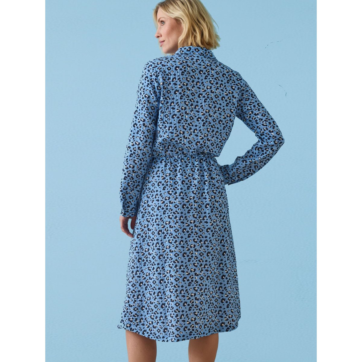 Robe classique manches longues imprimé bleu, DAXON