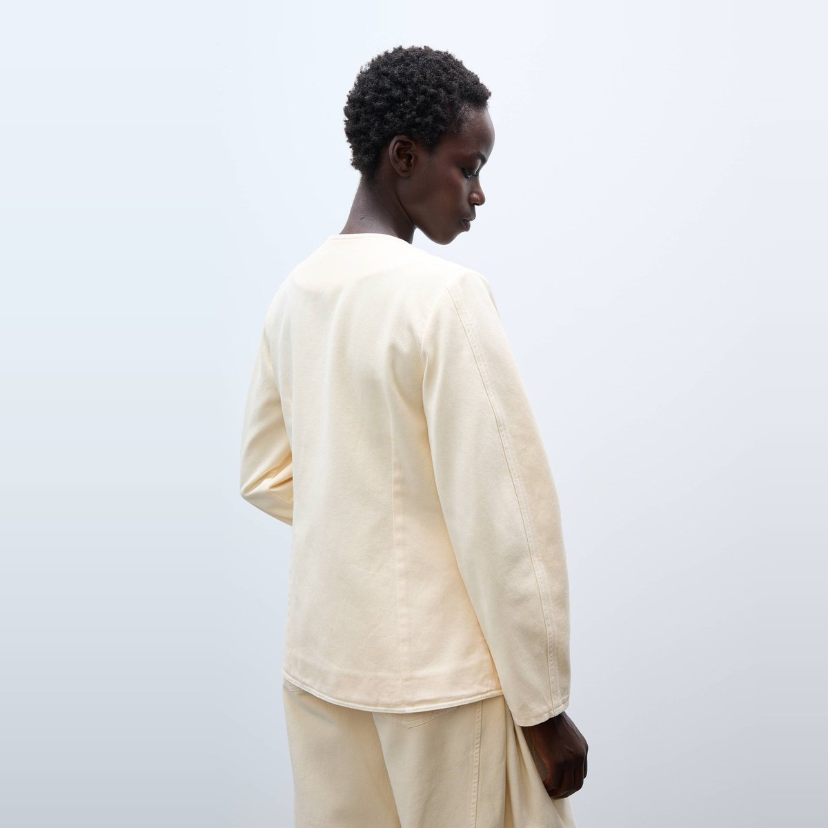 Veste courte unie en coton butter cream, MONOPRIX