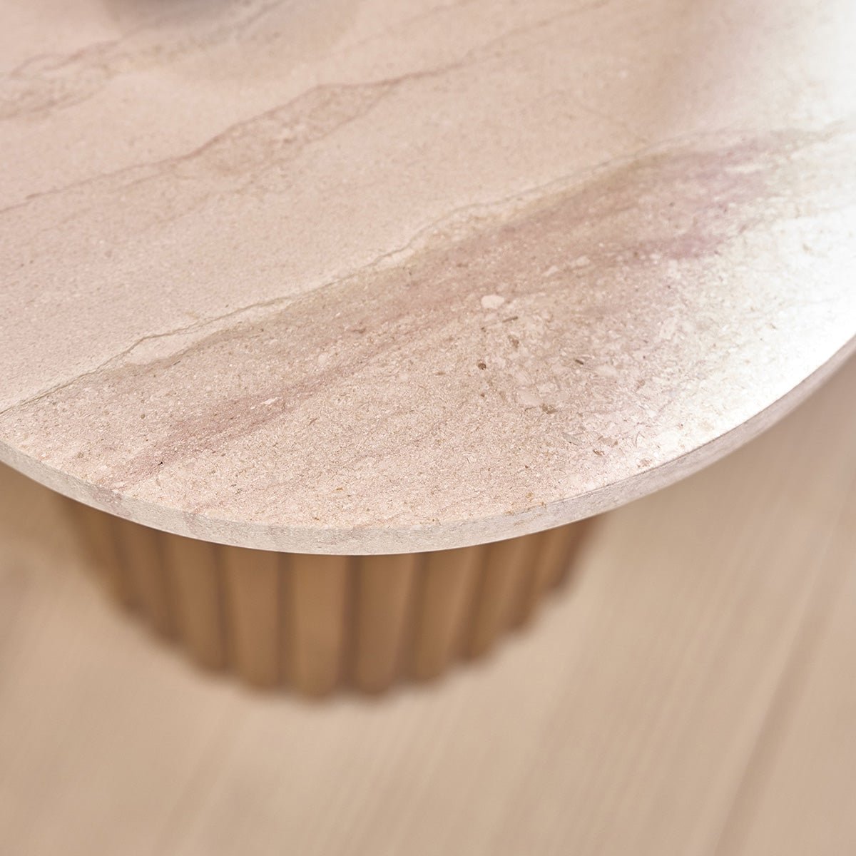Table d'appoint en teck massif et marbre  COLINE blanc, BERAH GETAH