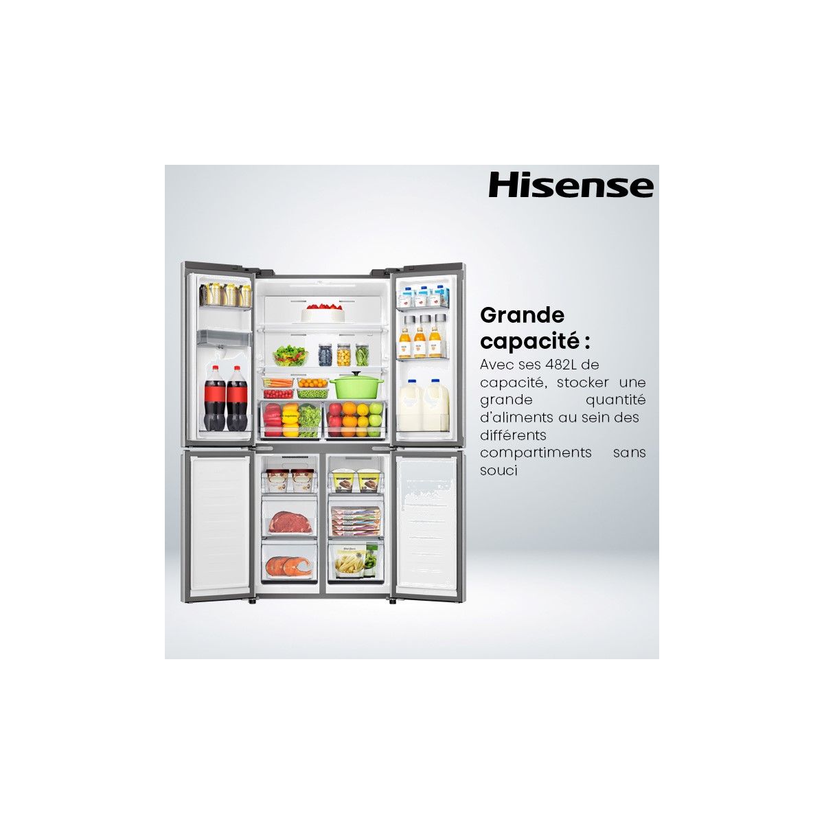 Réfrigérateur multi portes RQ5P470SMIE couleur unique, HISENSE