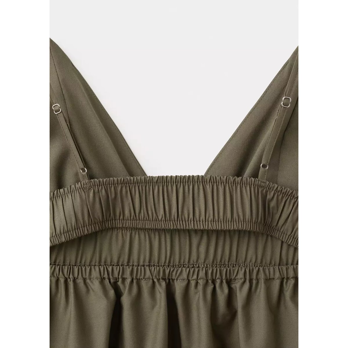 Robe en lyocell à décolleté en V froncé vert, MANGO
