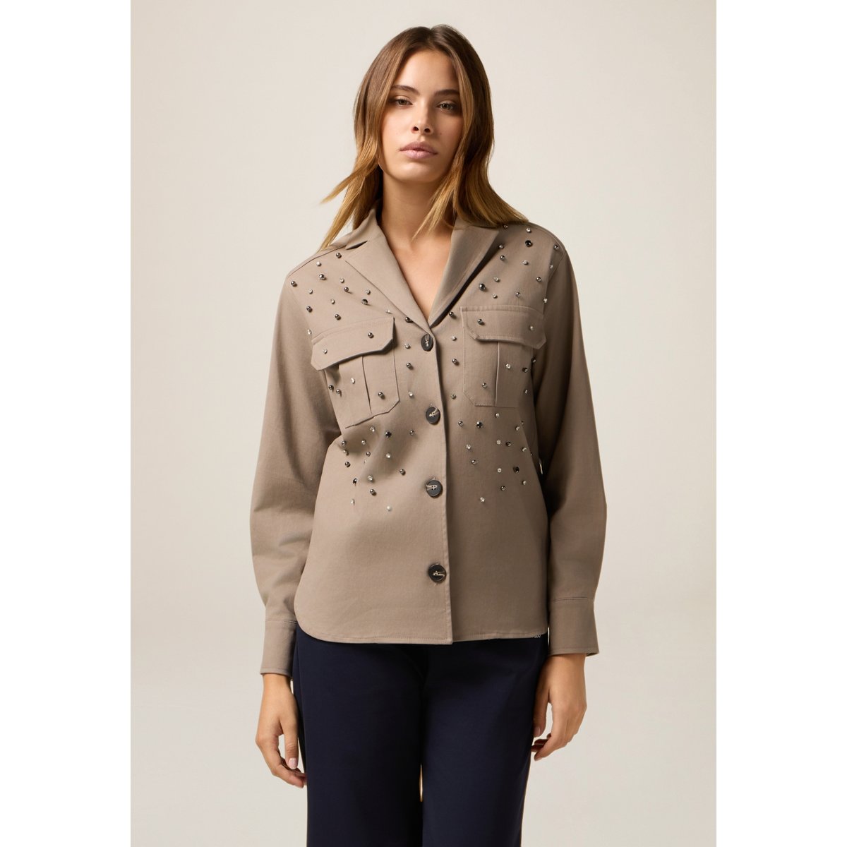 Chemise veste avec boutons beige, OLTRE