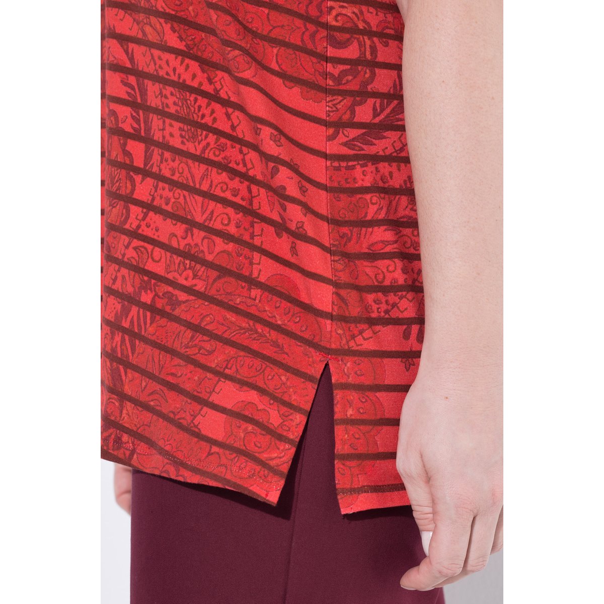 T-shirt rayé en coton Pima rouge pur, ULLA POPKEN