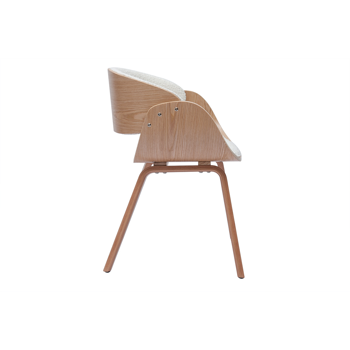 Chaise design en tissu effet velours texturé beige et bois clair BENT bois clair / blanc, MILIBOO