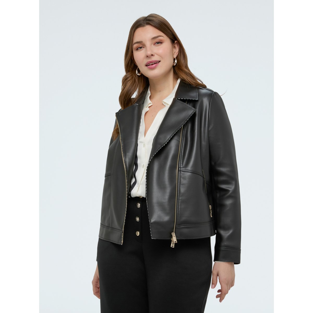 Veste biker avec détails à rayures noir, FIORELLA RUBINO