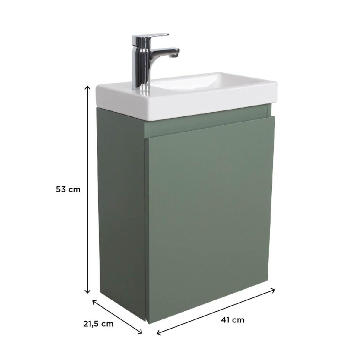 Meuble lave-mains + robinet noir LISA vert, MOB IN