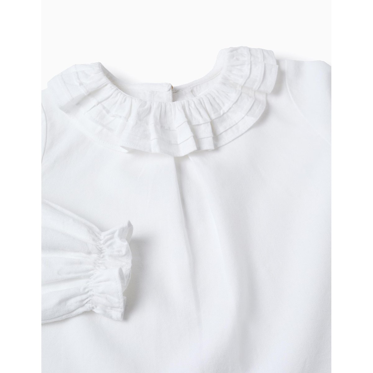 Chemisier en Sergé de Coton à Volants blanc, ZIPPY