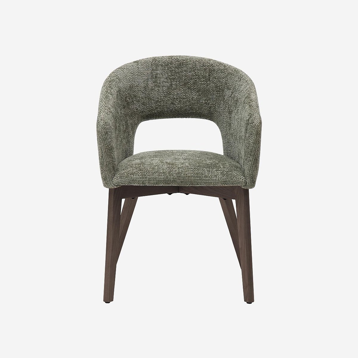 Lot de 2 chaises en tissu chenille et noyer avec accoudoirs RUSTI vert, HABITAT