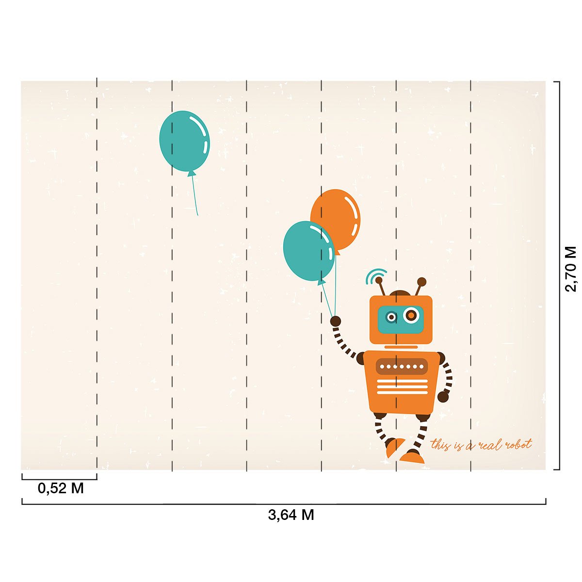 Papier peint enfant ballon robot intissé, HEXOA