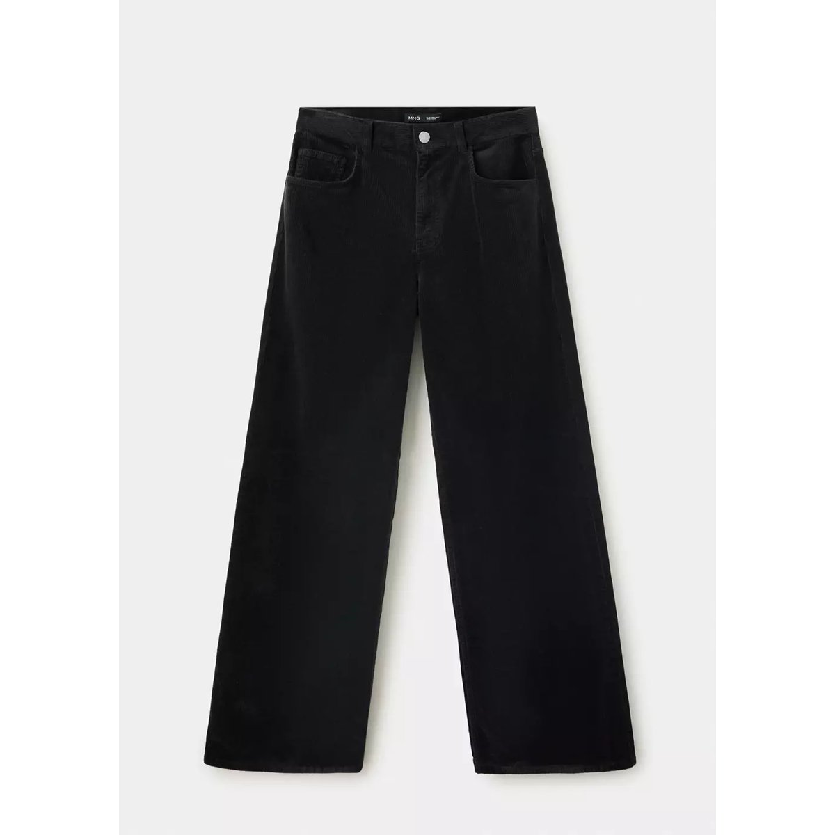 Pantalon en velours côtelé wide-leg noir, MANGO