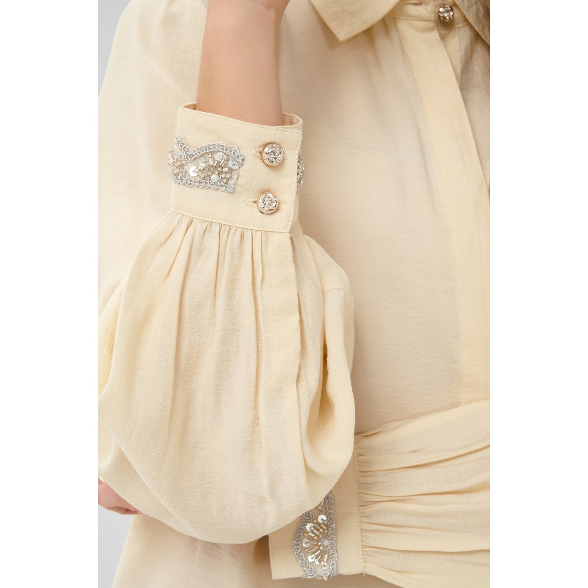 Chemise à manches longues beige bleached sand, CREAM