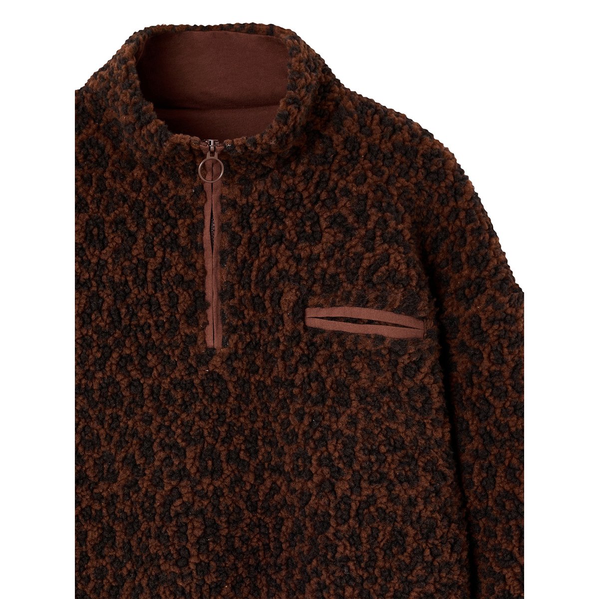 Sweat sherpa col montant zippé chocolat, JONEN