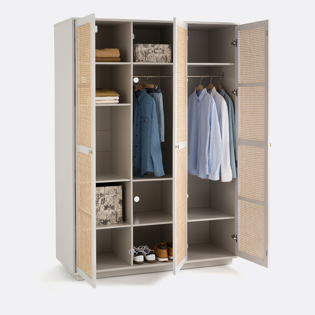 Armoire 3 portes, Paola gris/naturel, LA REDOUTE INTERIEURS