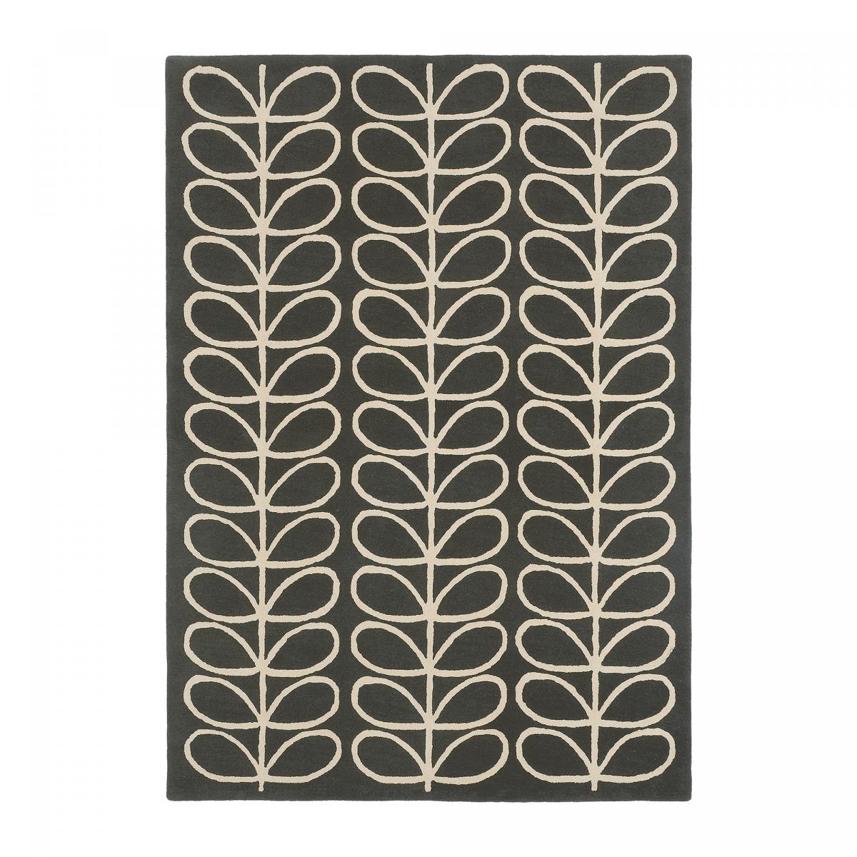 Tapis salon et chambre fait à la main en laine motif seventies STEM noir, écru, UN AMOUR DE TAPIS