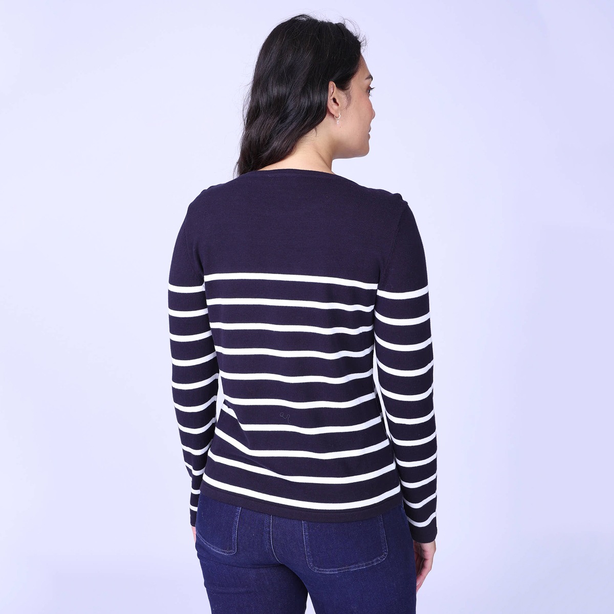Pull marinière cœur Hélène bleu marine, MISE AU GREEN