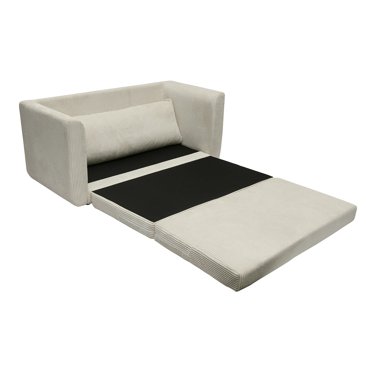 Canapé convertible 2 places en tissu velours côtelé beige LEON beige, MILIBOO