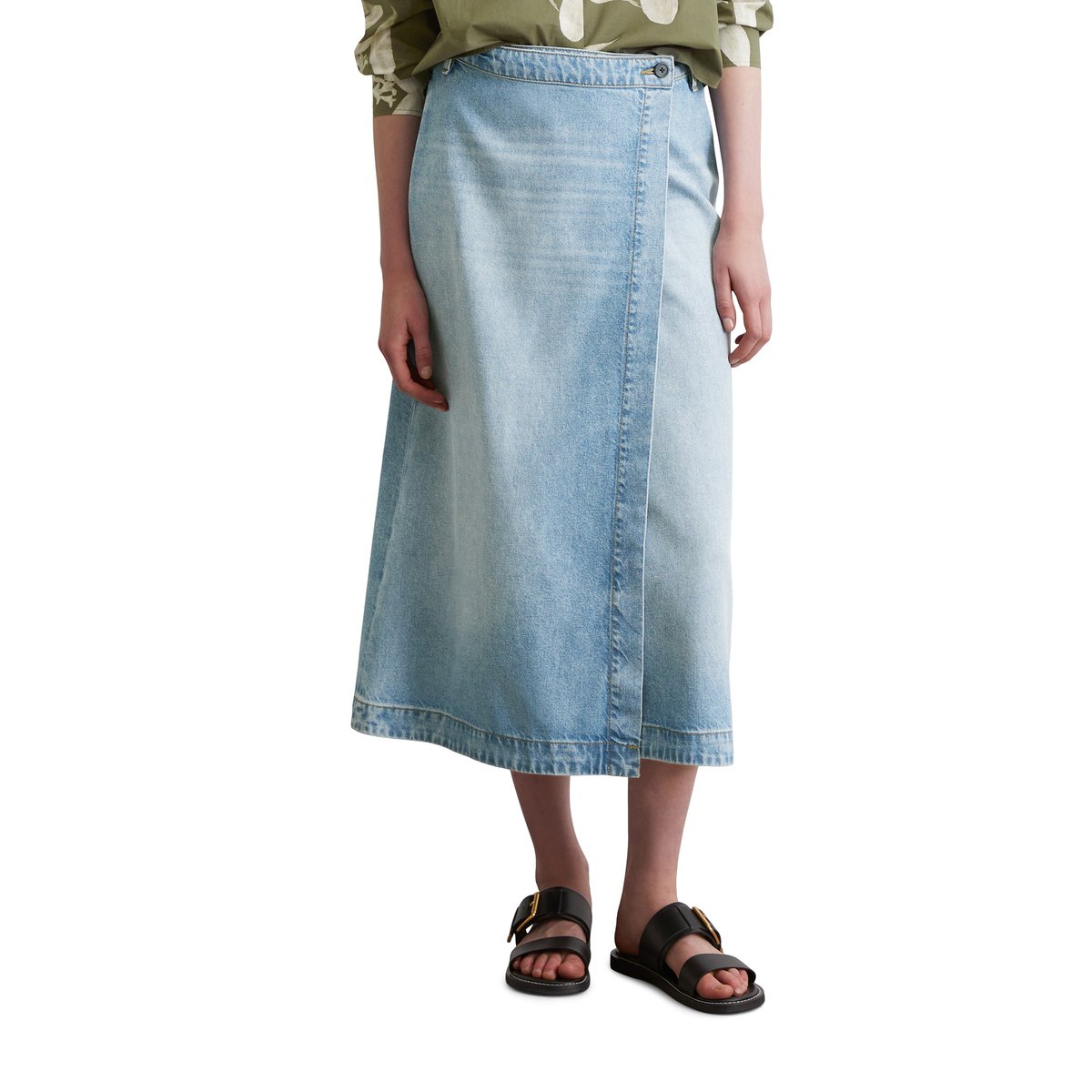 Jupe en jean paréo regular en mélange TENCEL™ Lyocell nleu clair, MARC O'POLO