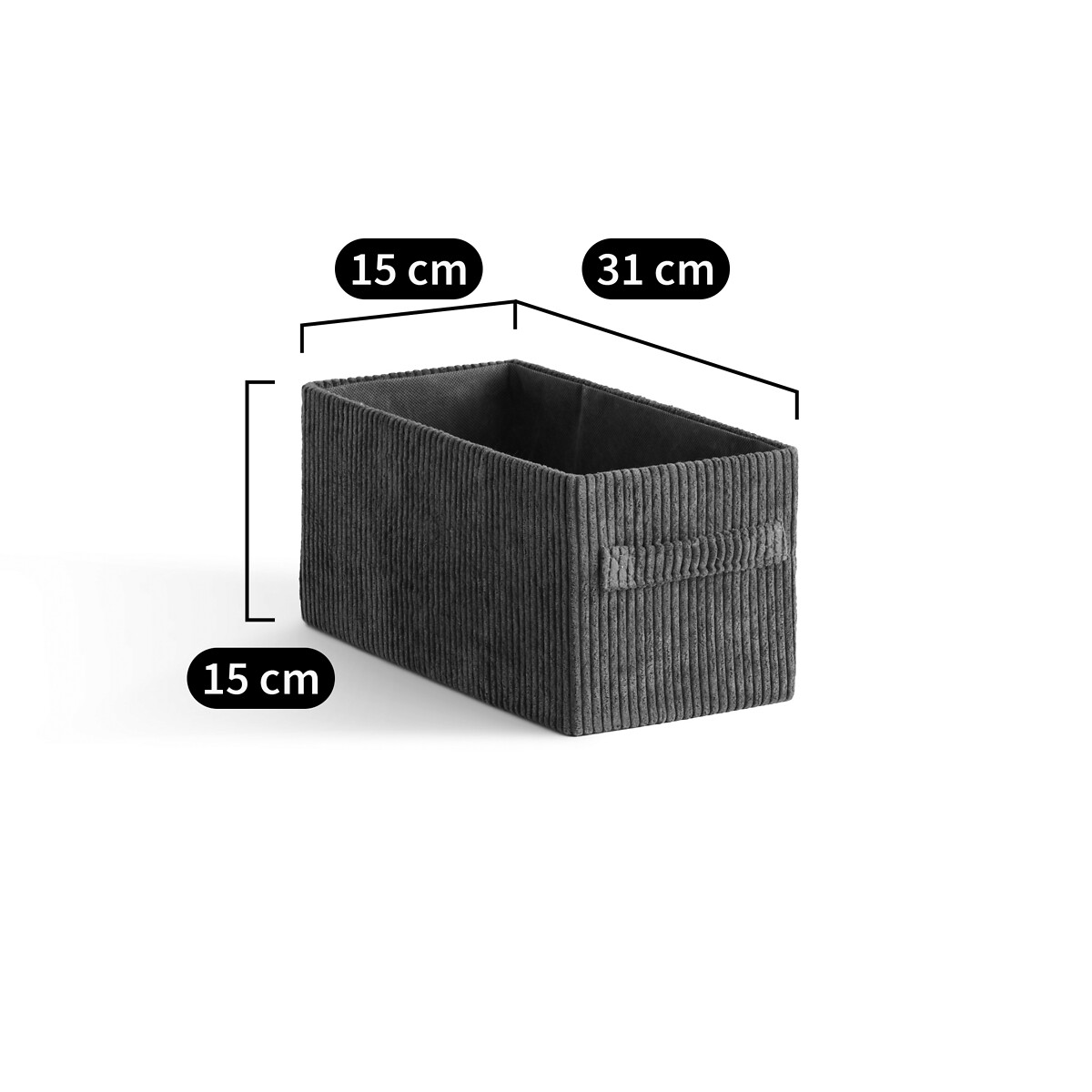 Veloudo Foldable Corduroy Basket khaki, LA REDOUTE INTERIEURS