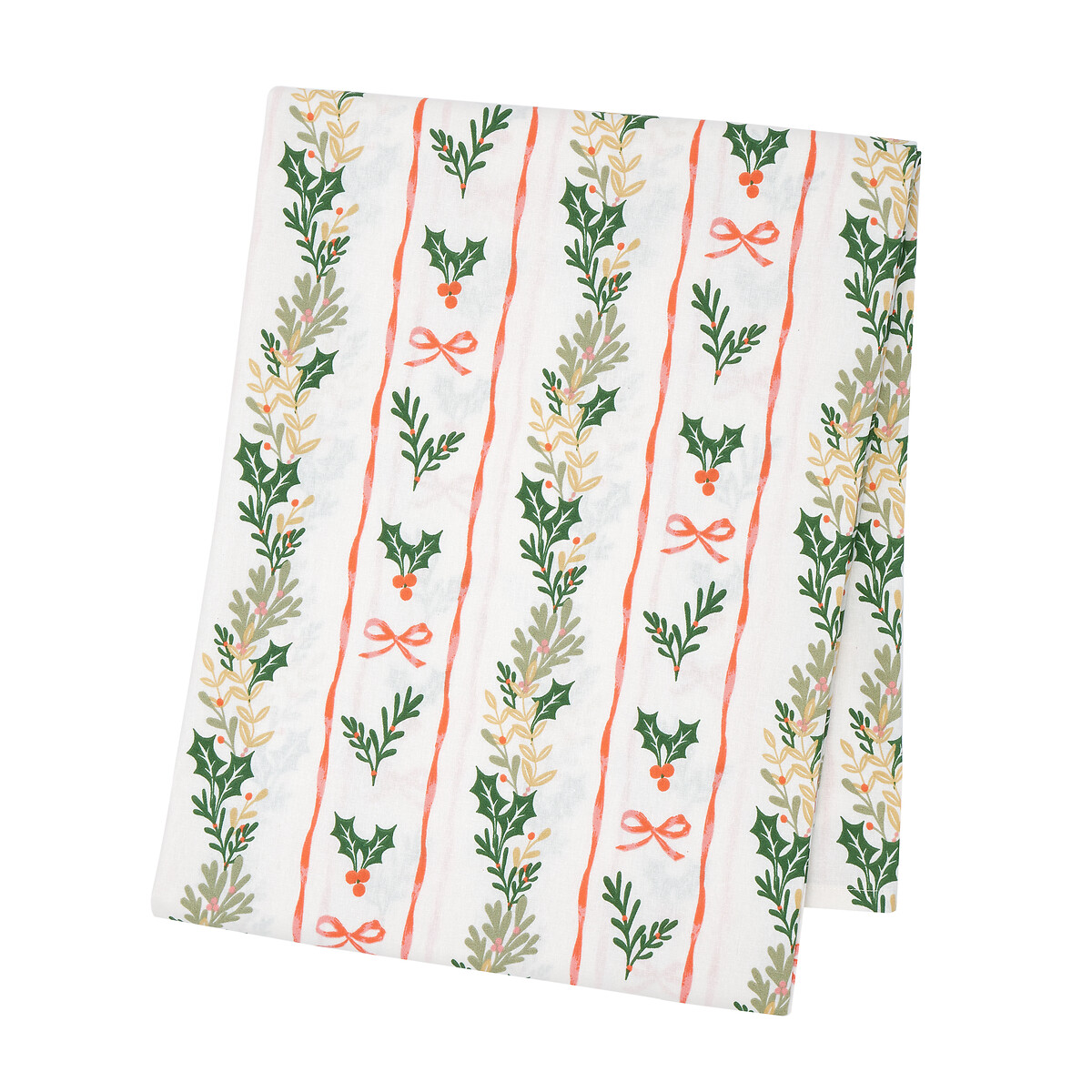 Holly Stripe Christmas Cotton Table Cloth multi-coloured, CATHERINE LANSFIELD