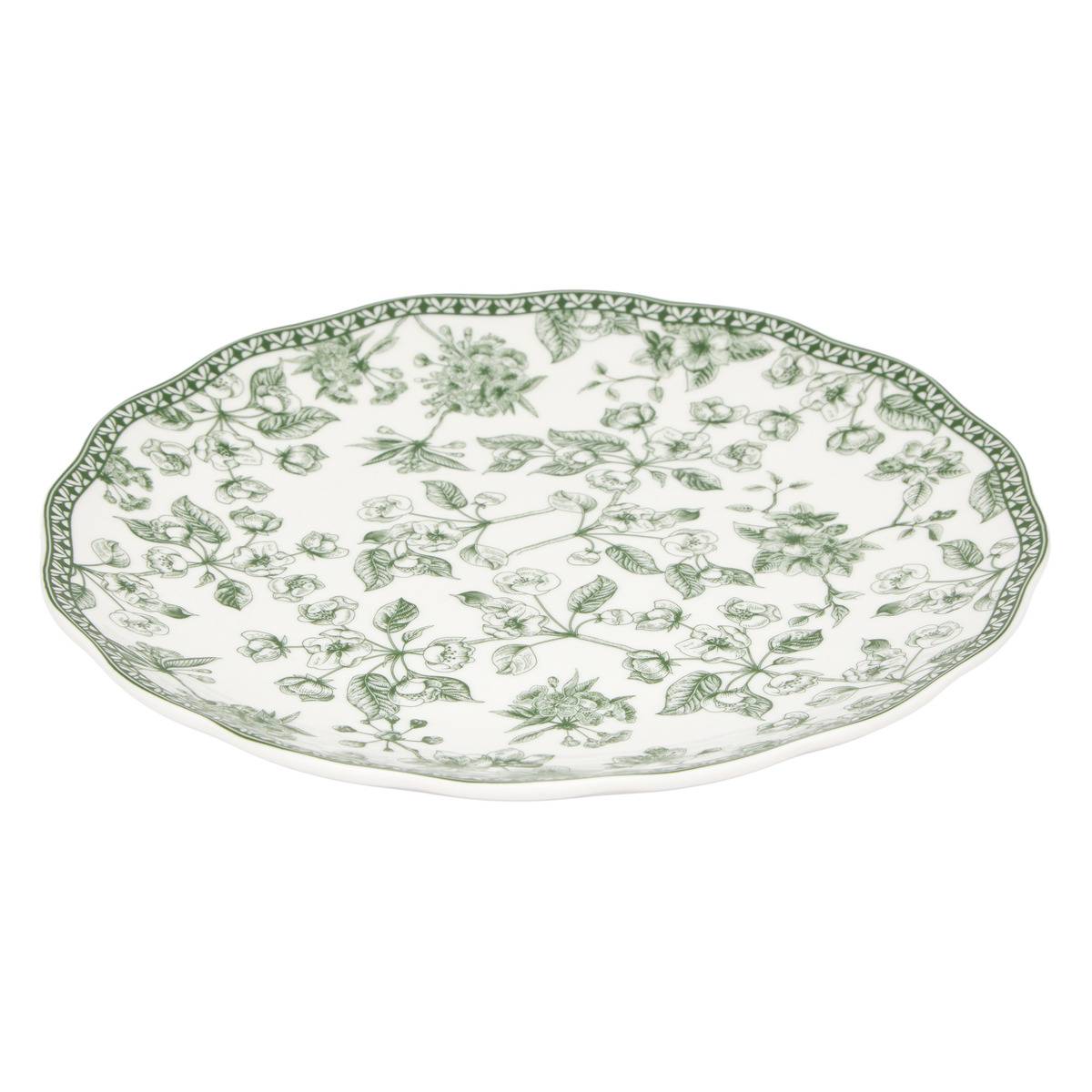 Lot de 6 assiettes dessert rondes en porcelaine LISIERE vert, ATMOSPHERA