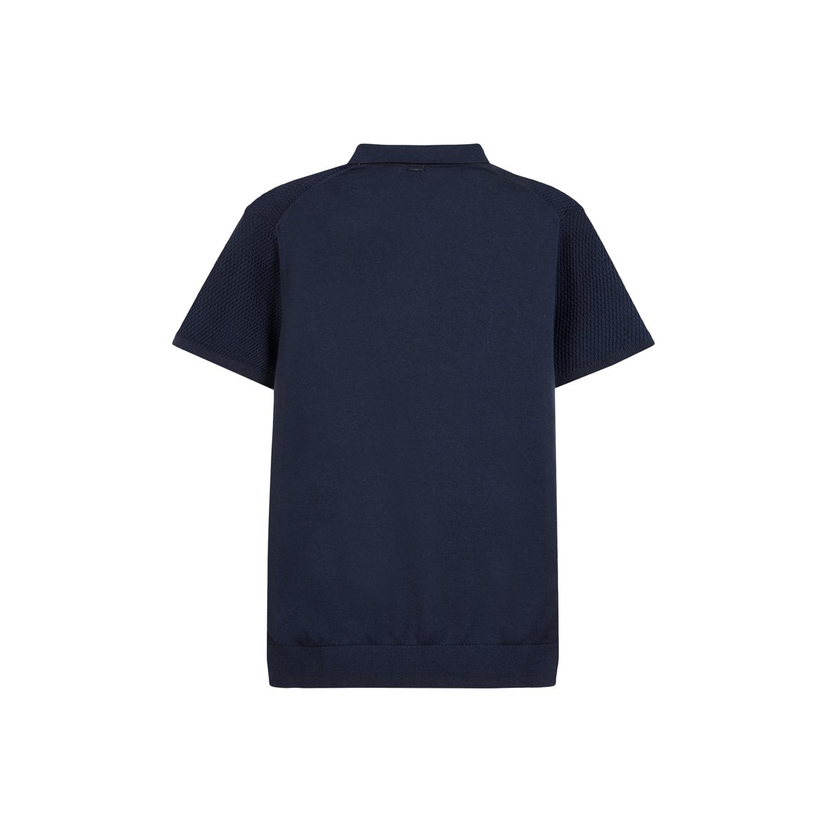Polo tricot relief ajouré bleu marine, IKKS