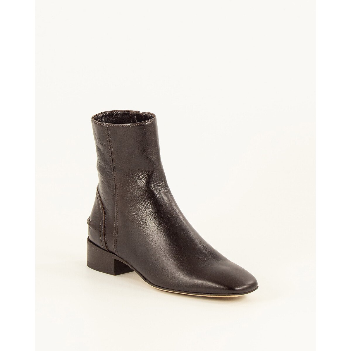 Bottines en cuir de vachette à petit talon, ST LEONARDS moka, SESSUN