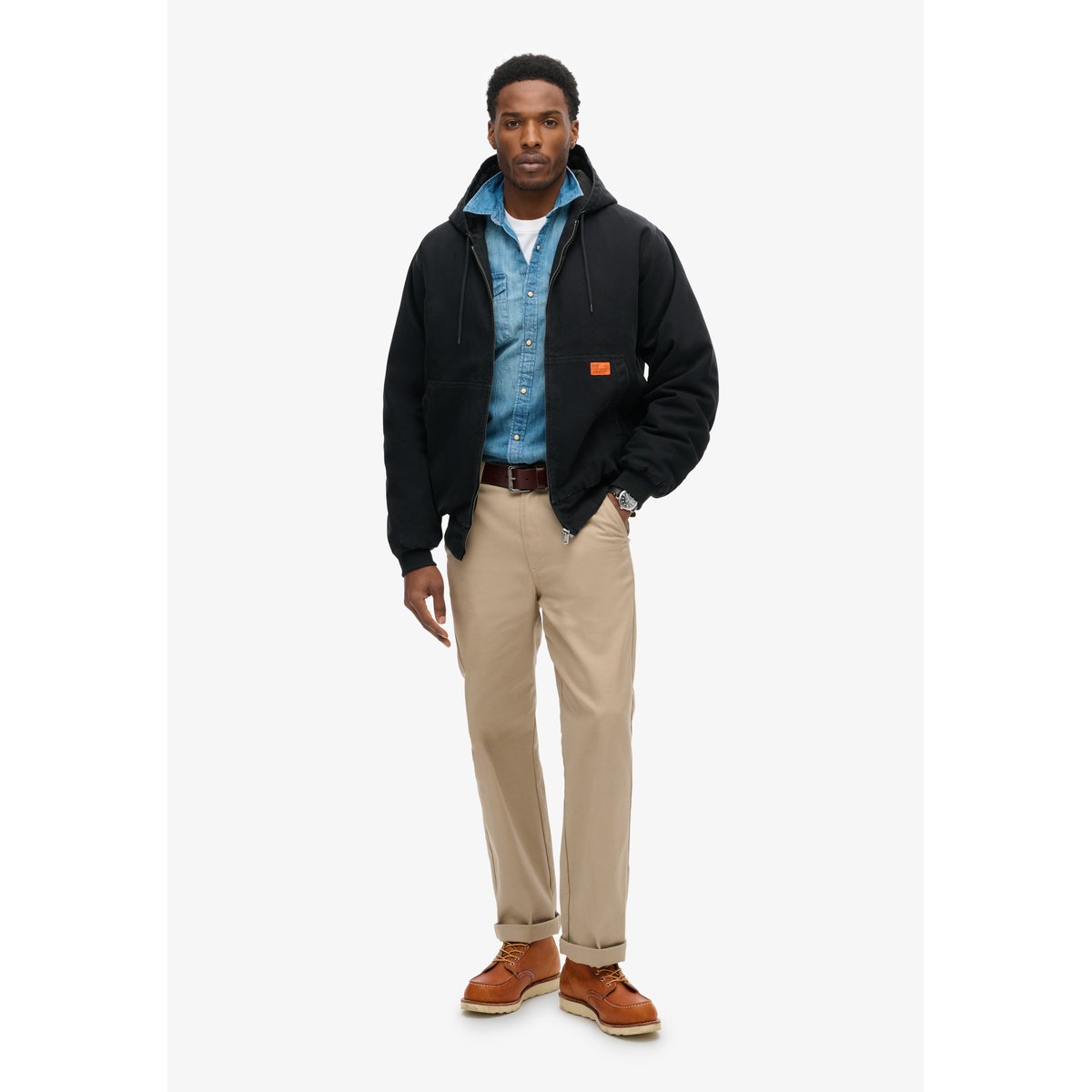 Bomber à capuche Surplus noir de jais, SUPERDRY