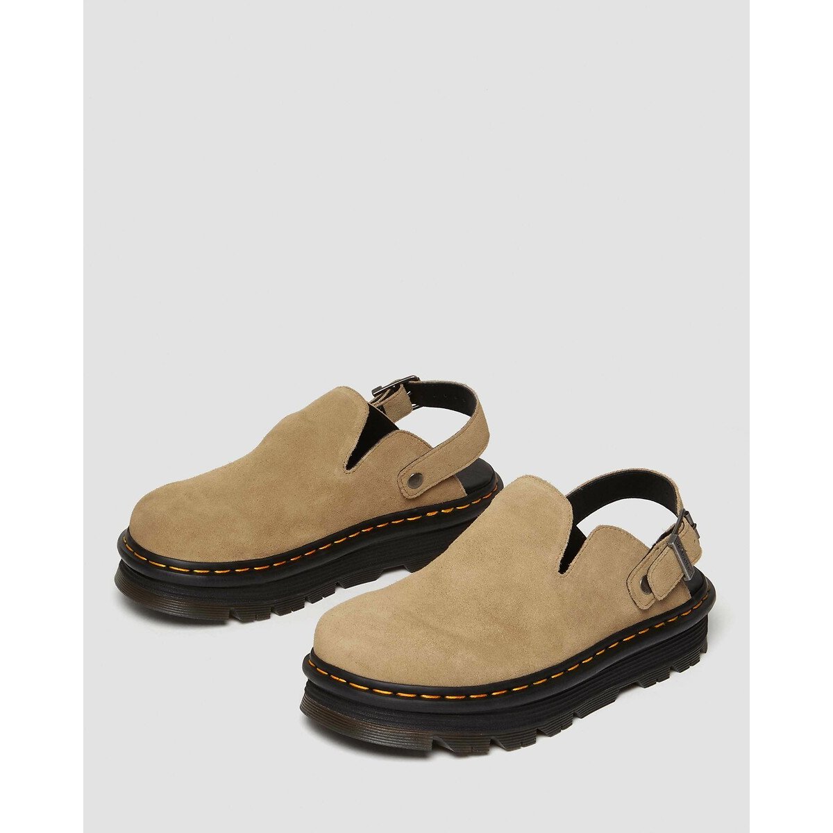 Mules Zebzag fermées en daim tan, DR. MARTENS