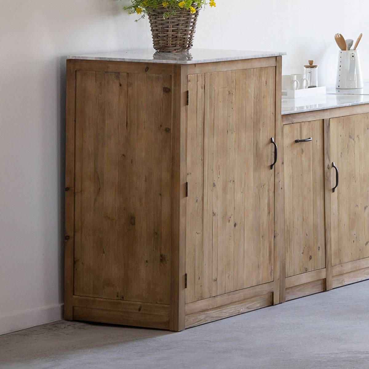 Meuble bas de cuisine en bois recyclé EPURE bois clair, MADE IN MEUBLES 