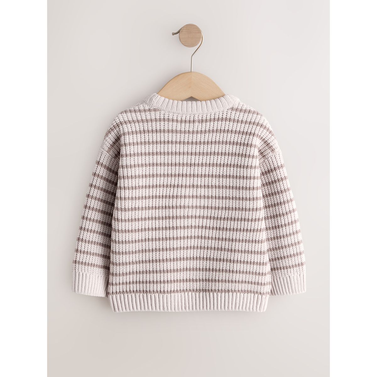 Pull ras du cou en maille chenille à rayures naturel, NEXT