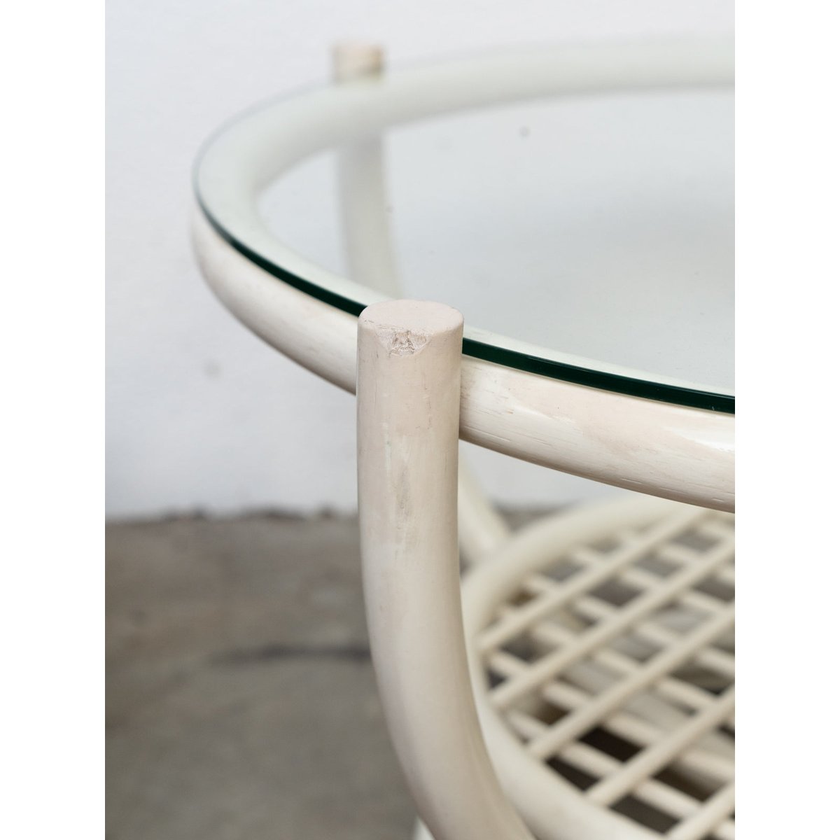 Table basse en rotin Léonie N°942 - Bon état blanc, DEBONGOUT