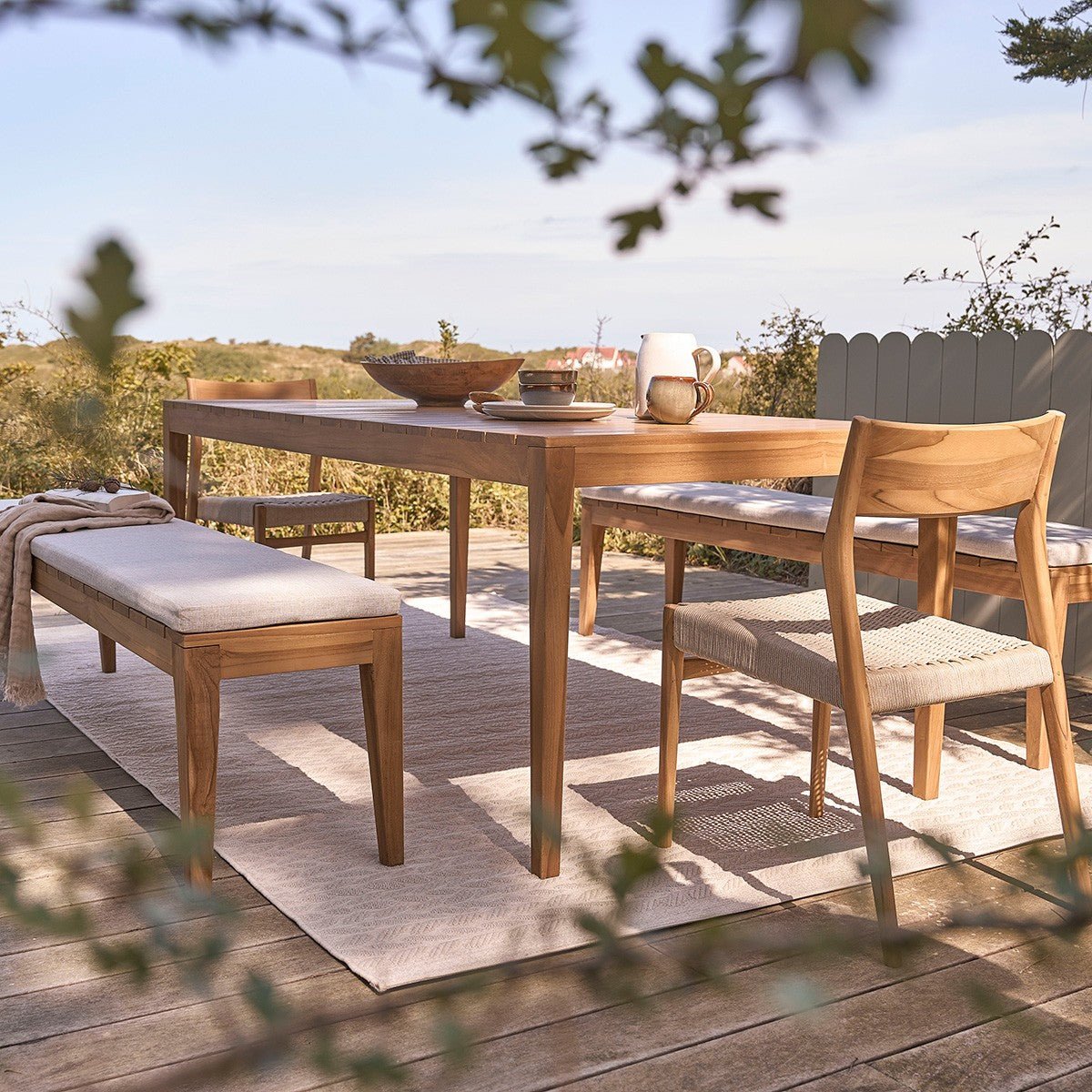 Banc de jardin en teck massif 3 places BARI naturel, BERAH GETAH