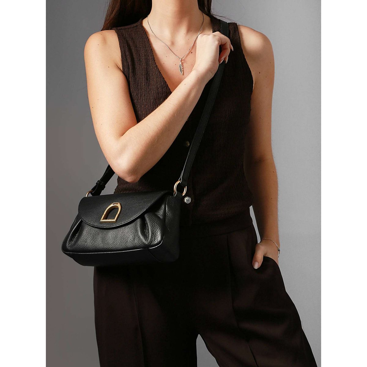 Sac bandoulière et épaule Shadow cuir noir, ETRIER
