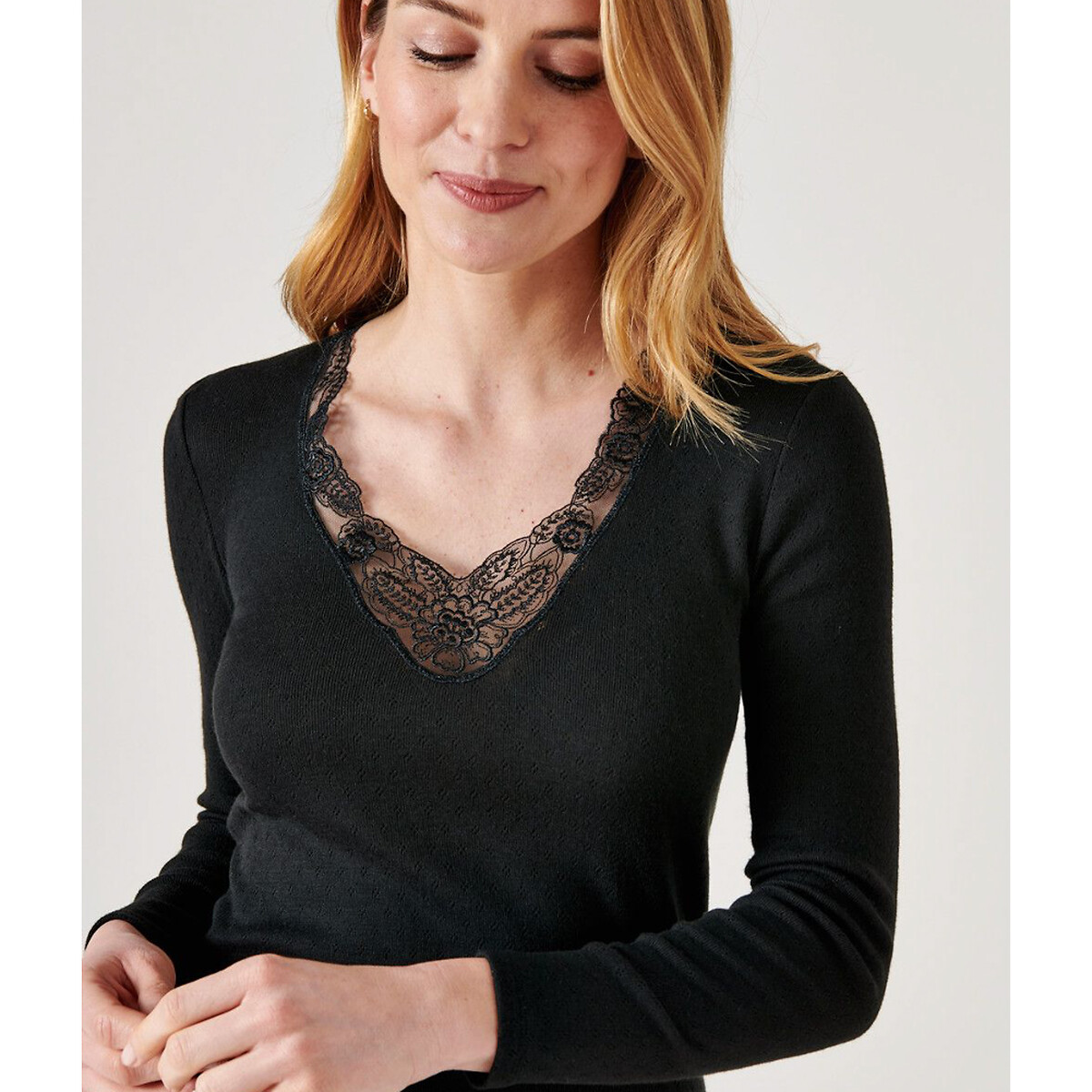 Camisola de mangas compridas Thermolactyl, grau 4 preto , DAMART