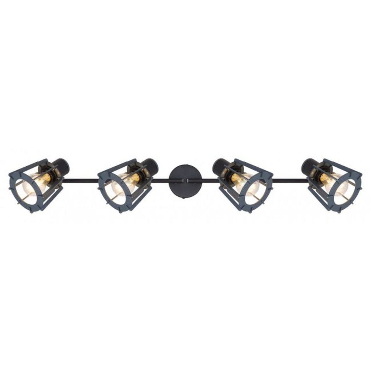 Plafonnier rampe 4 spots design scandinave en bois BLAHA gris, GLOBO LIGHTING