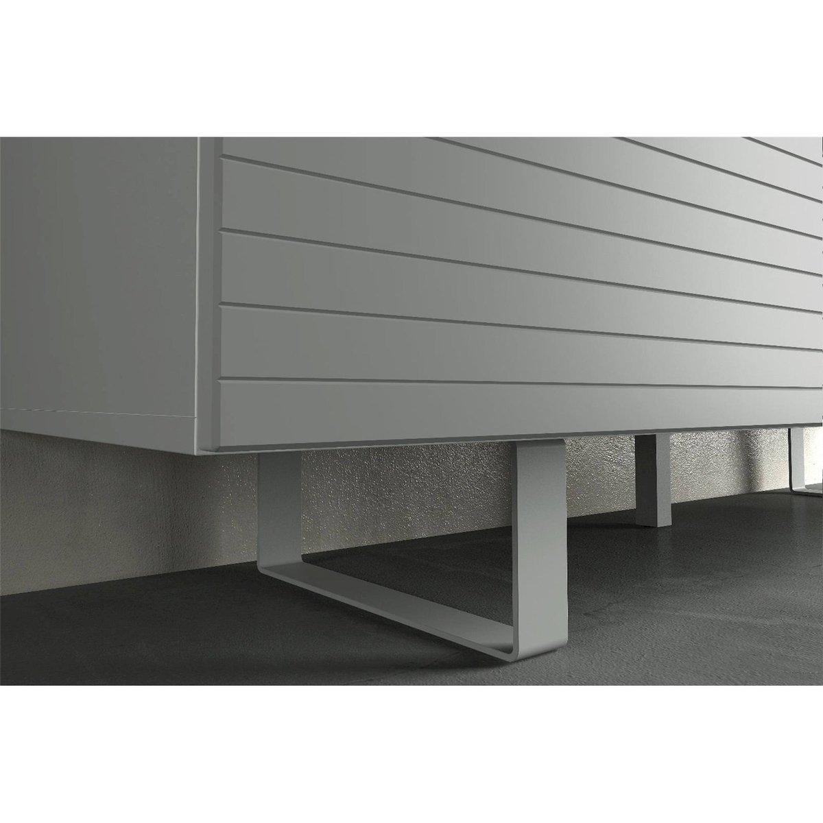 Commode 2 portes façades rainurées GONDIL gris, RECOLLECTION